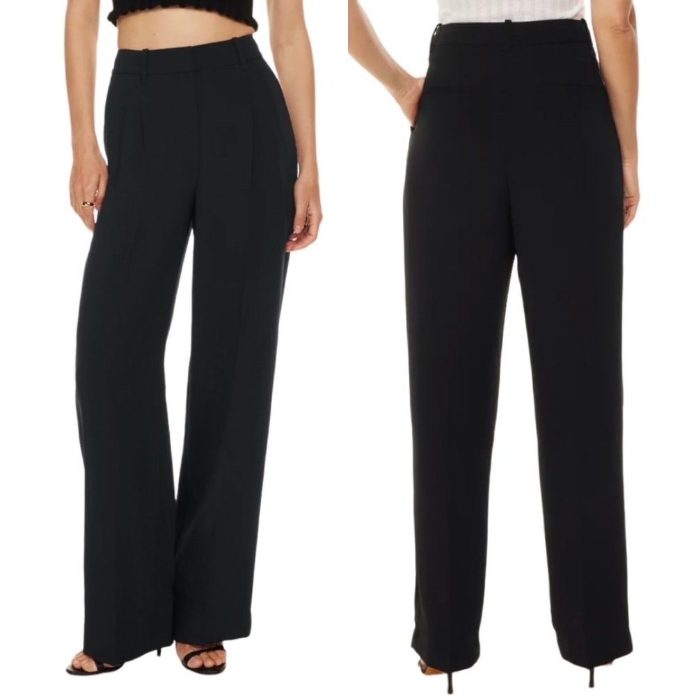 Aritzia Wilfred The Effortless Pant High-Waisted Wide-Leg Pleated Trouser Black